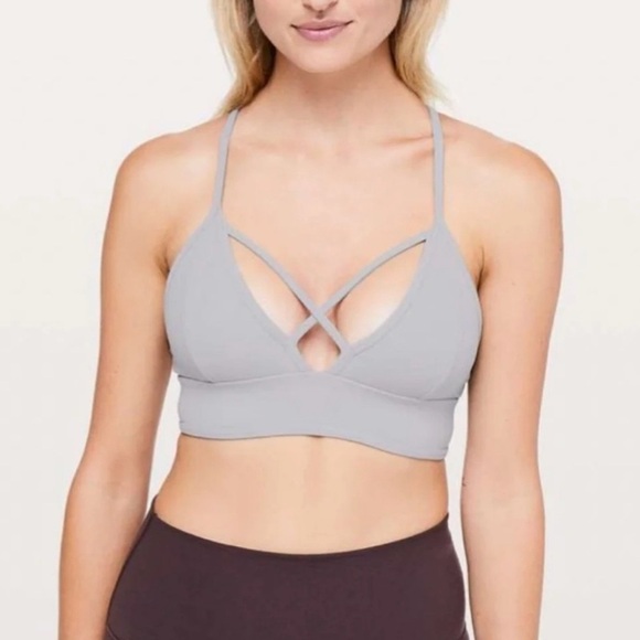 Lululemon Radiant Rhapsody Bra 6 Lavender Gray Nulu Strappy Balletcore Yoga Gym - Picture 1 of 6
